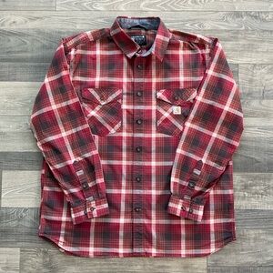 Carhartt Rugged Flex Relaxed Fit Shirt Men’s XL Red Black Long Sleeve 104915 R09